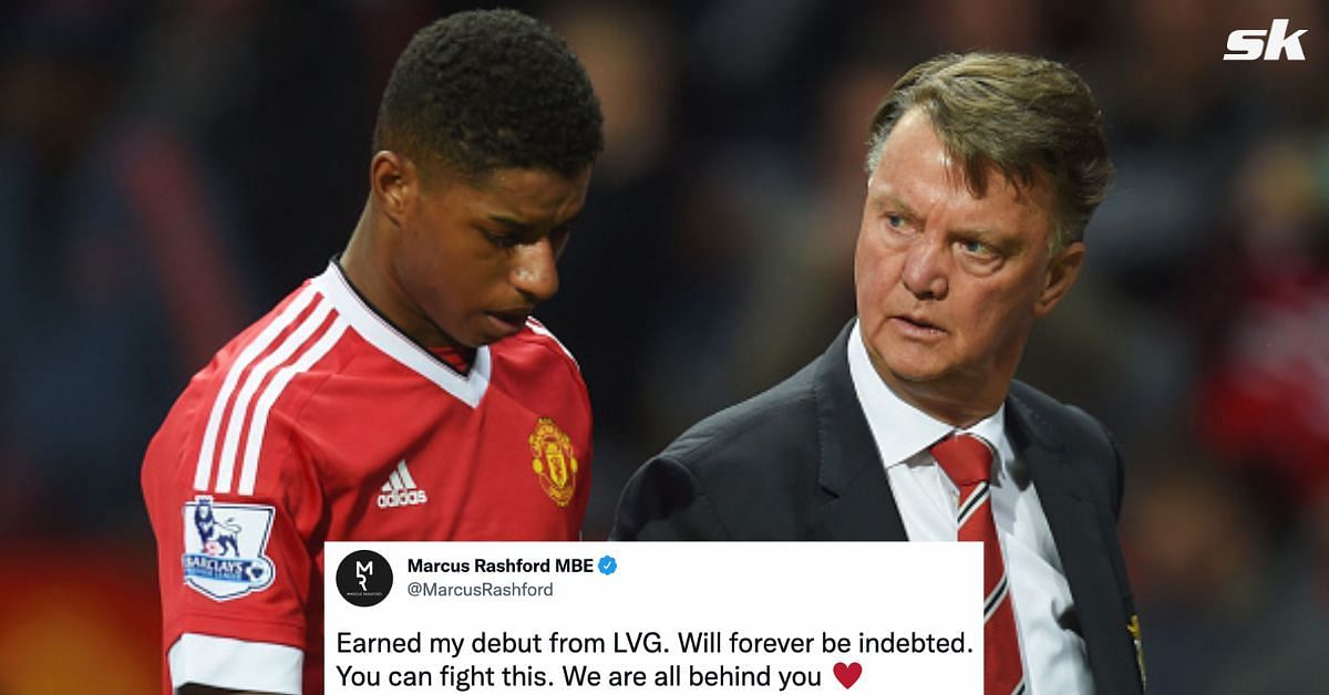 Marcus Rashford condoles with former Manchester United boss Louis van Gaal after cancer diagnosis