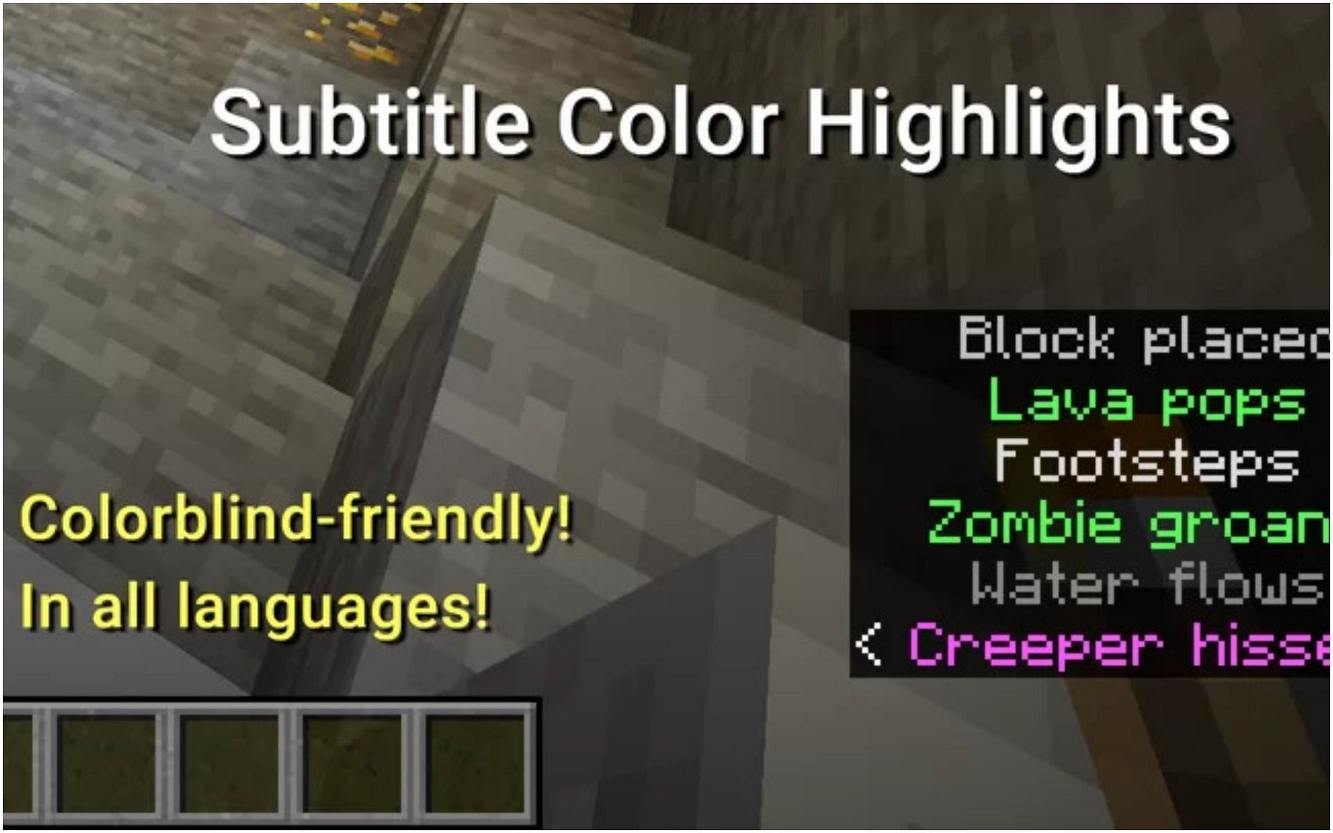 The Subtitle Color Highlights texture pack (Image via planetminecraft.com/Gouchnox)