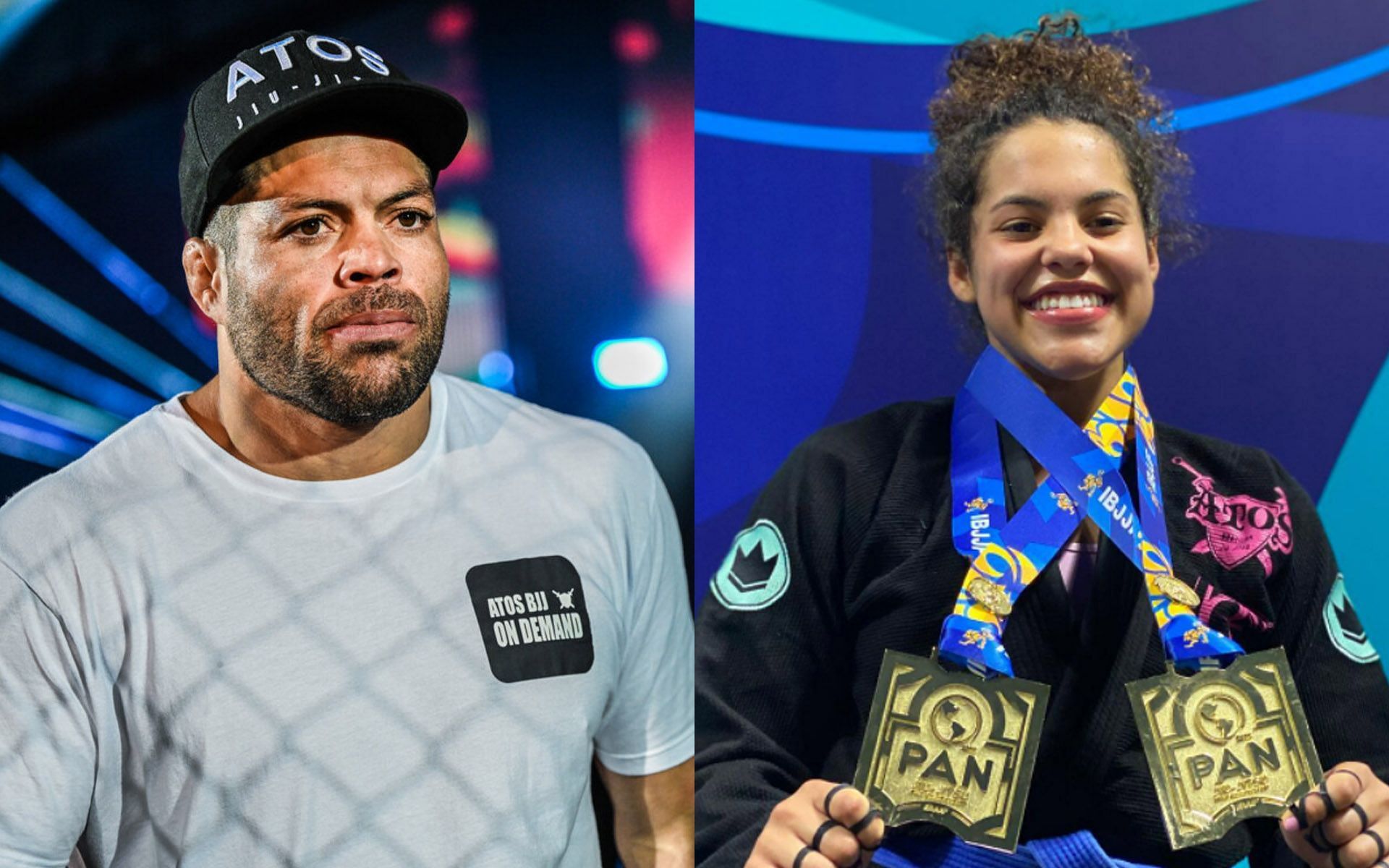 BJJ phenom Sarah Galvao (R) looks like she took after her father, Andre Galvao (L), on the mats. | [Photos: ONE Championship/@sarah_galvao1 on Instagram)