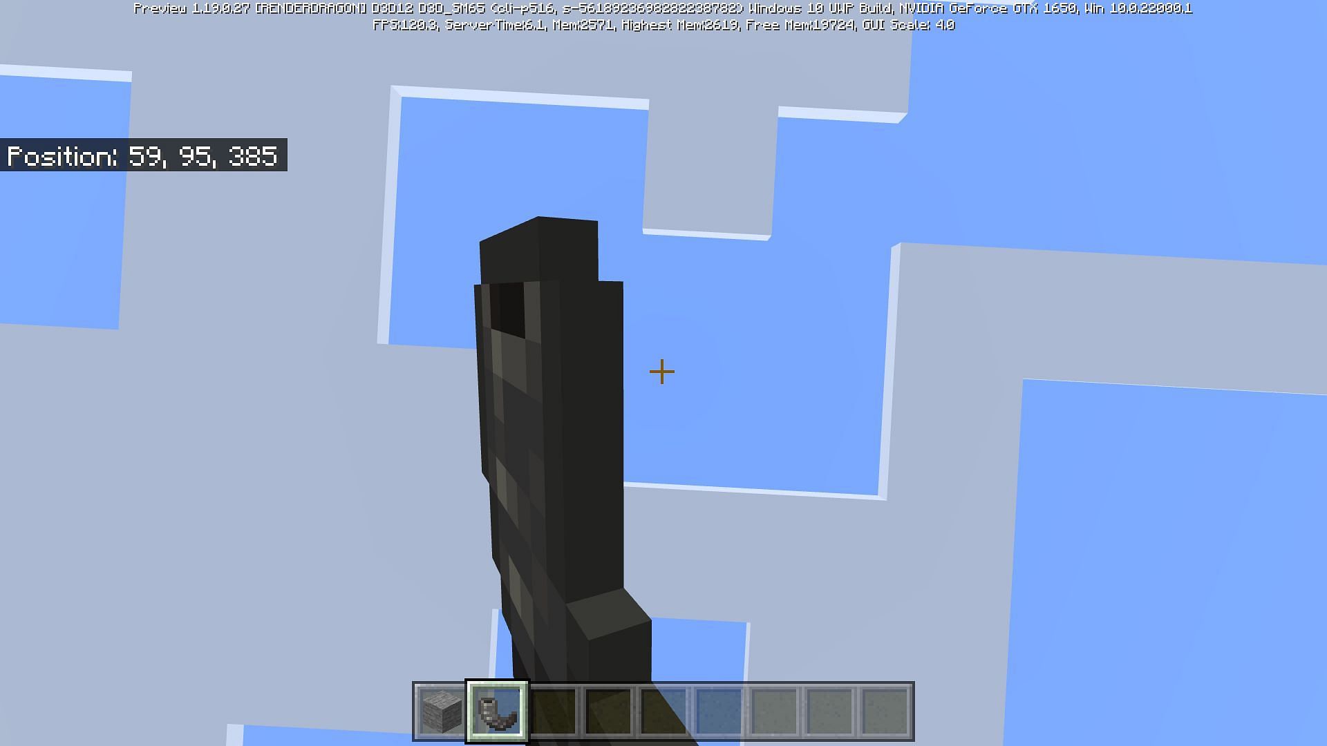 Blowing the goat horn while looking up (Image via Mojang)