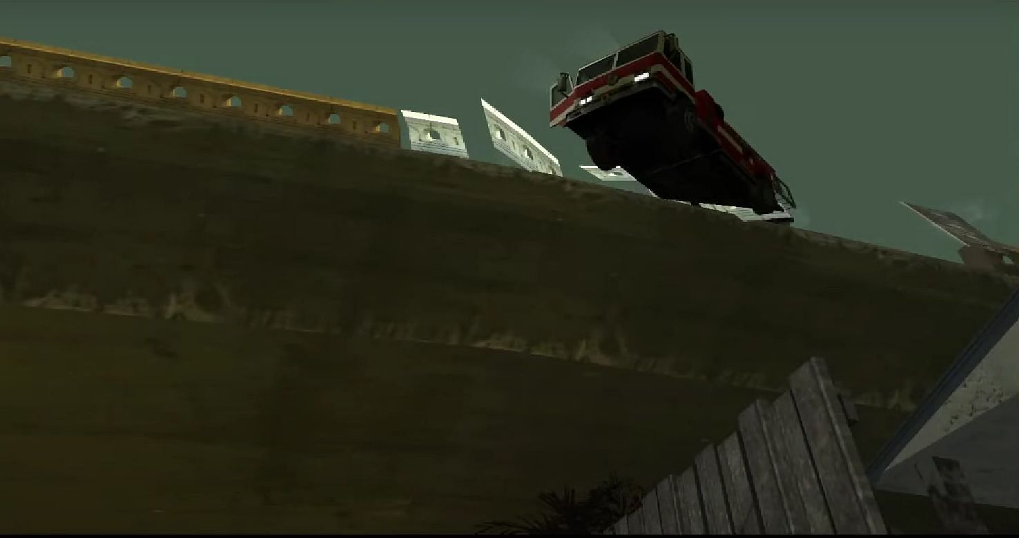 Seeing Tenpenny&#039;s Fire Truck fall down happens at the end of the run (Image via Rockstar Games)