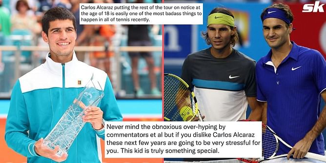 "The answer to the question of what happens when Federer and Nadal retire" - Tennis fans elated as Carlos Alcaraz makes history in Miami