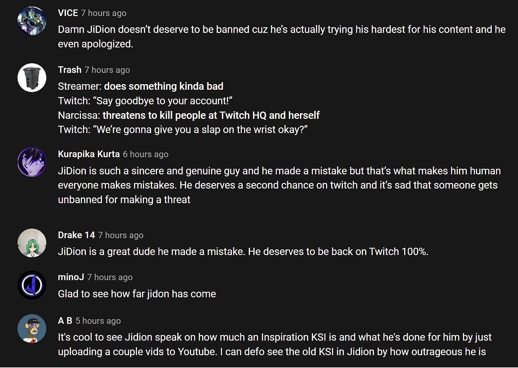 Fans being supportive for the content creator (Image via DramaAlert/YouTube)