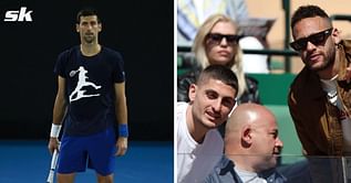 WATCH: PSG stars Neymar and Marco Verratti enjoy keep-ups with Novak Djokovic using giant tennis ball at Monte Carlo Masters