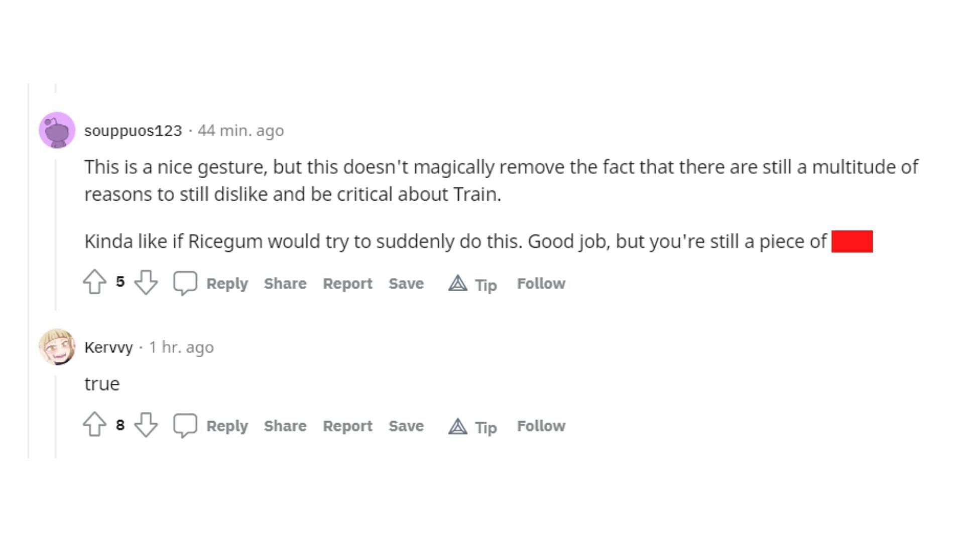Fans criticize Trainwreckstv on Reddit (Image via r/LiveStreamFail)