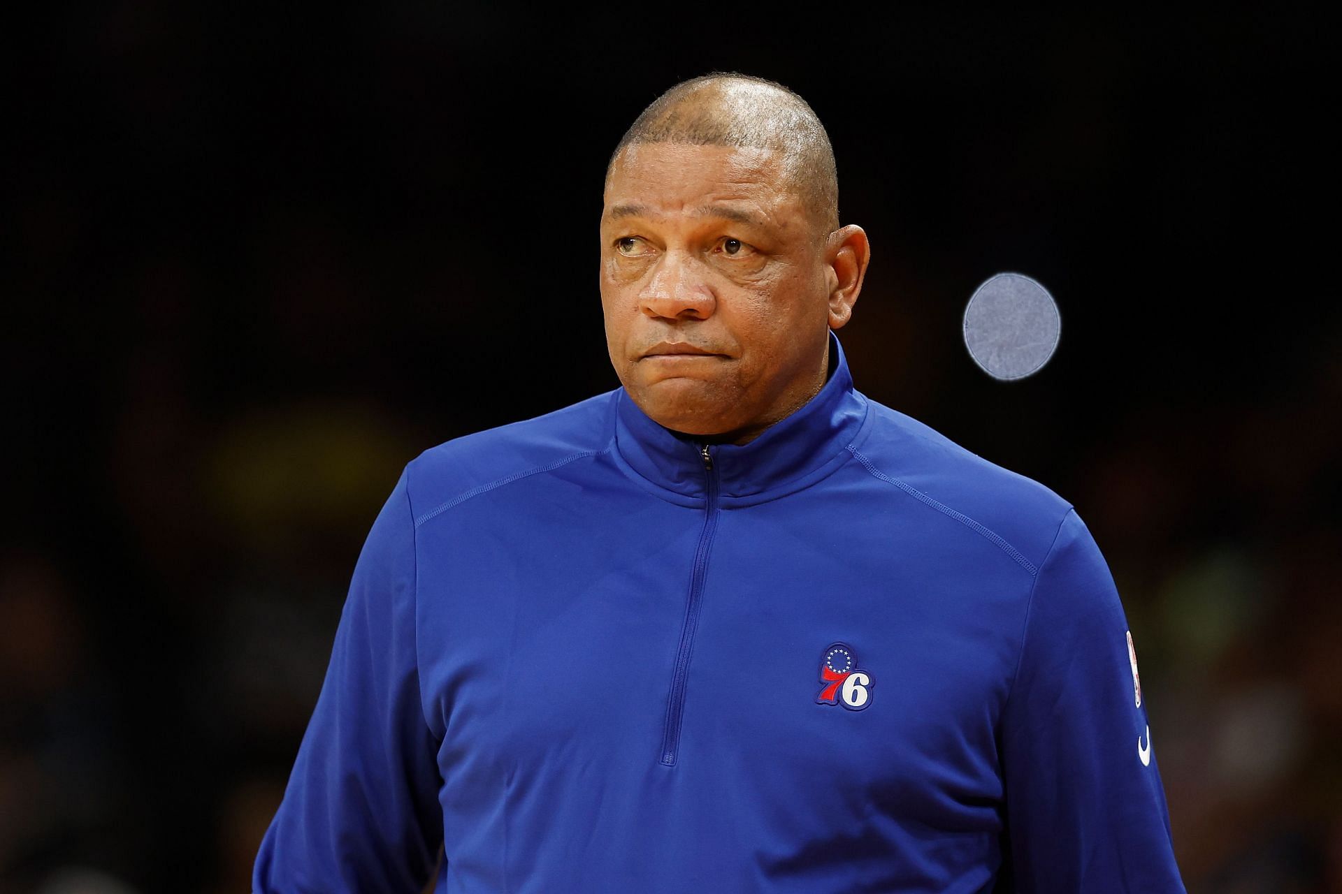 Doc Rivers looks on at the Philadelphia 76ers game