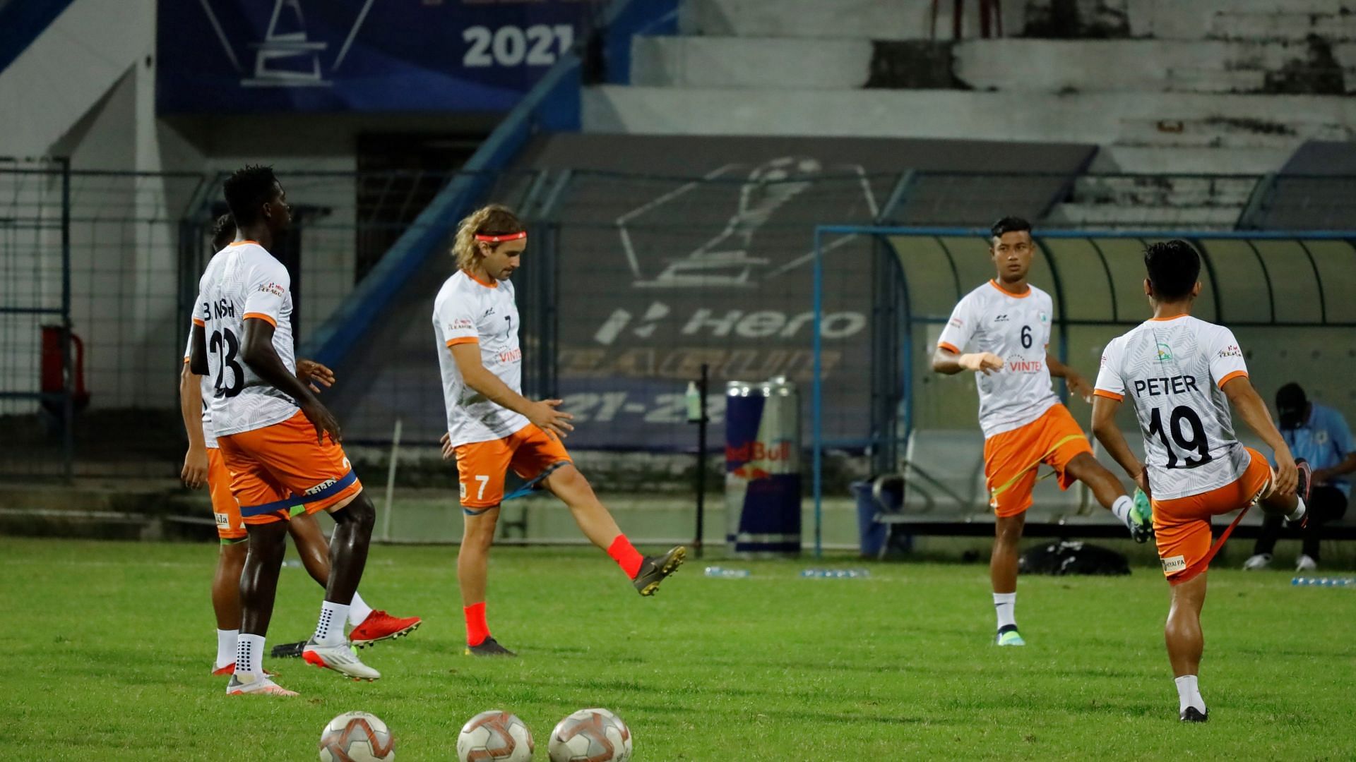 NEROCA FC players train ahead of their upcoming I-League fixture against Rajasthan FC. - Image Courtesy: I-League Twitter