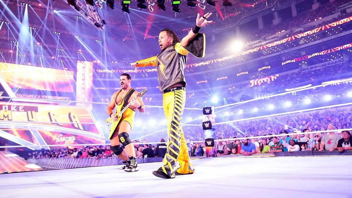 Shinsuke Nakamura making his entrance with Rick Boogs at WrestleMania 38