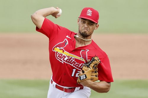 Jordan Hicks pitching during a Houston Astros v St. Louis Cardinals Spring Training game