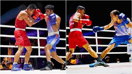 Indian pugilists Sumit Kundu (L) and Amit Panghal (R) in action (Pic Credits: BFI)