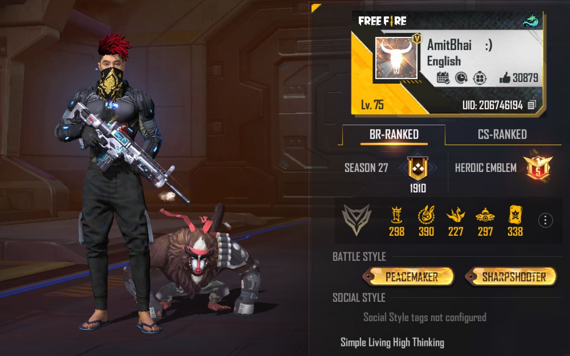 Amitbhai has the V Badge in his Free Fire ID (Image via Garena)