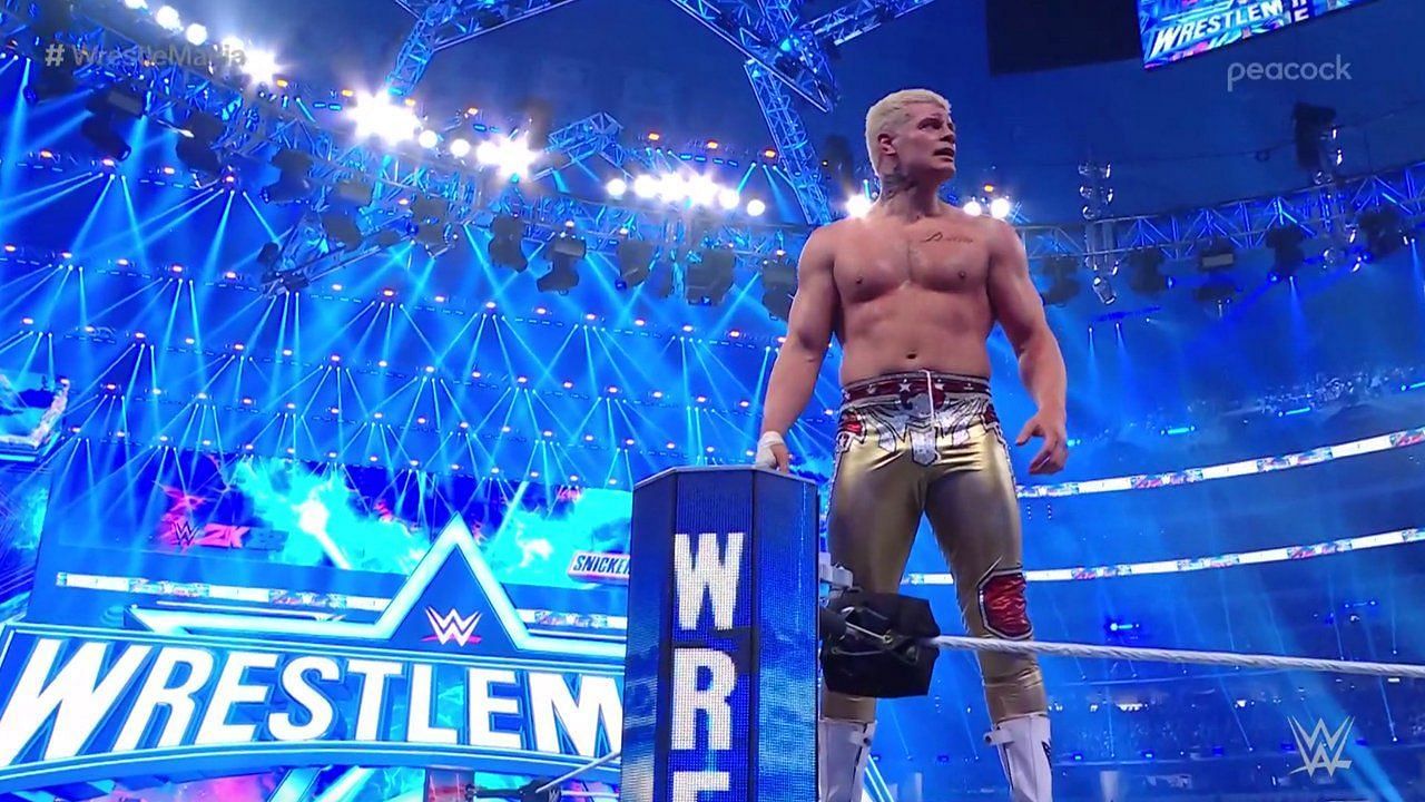 Cody Rhodes standing tall at WrestleMania 38