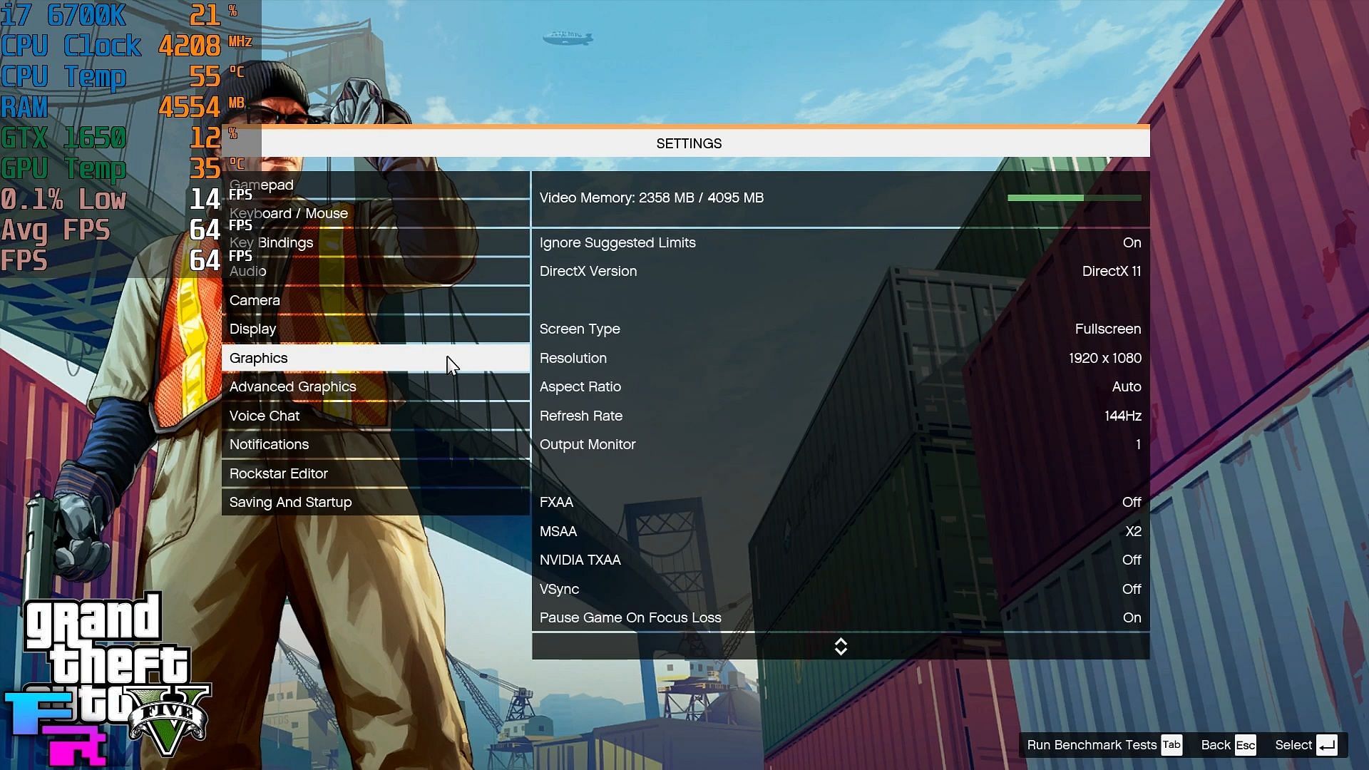 Graphics settings page 1 (Image via FrameRated, YouTube)
