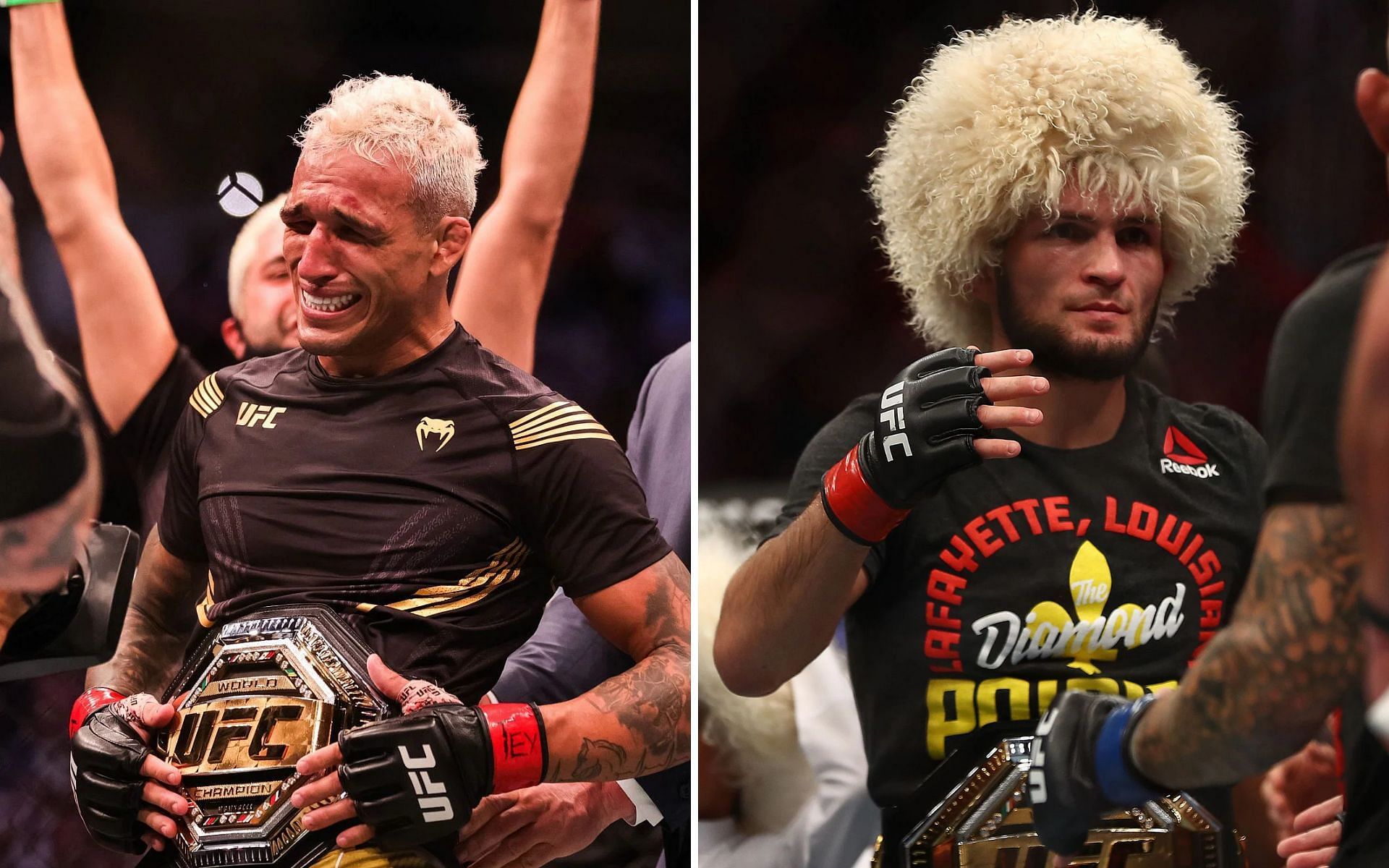 (L) Charles Oliveira (R) Khabib Nurmagomedov