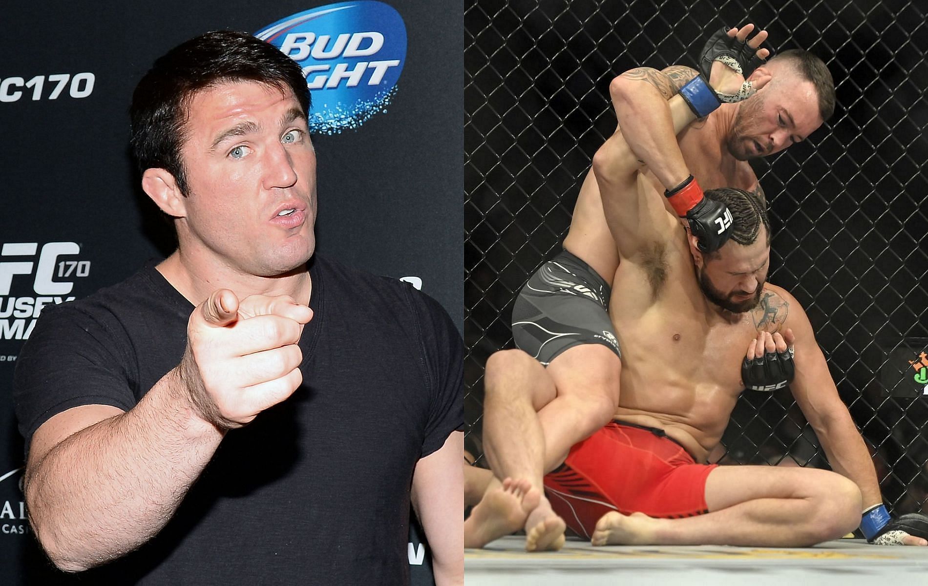 Chael Sonnen (left); Colby Covington and Jorge Masvidal (right)