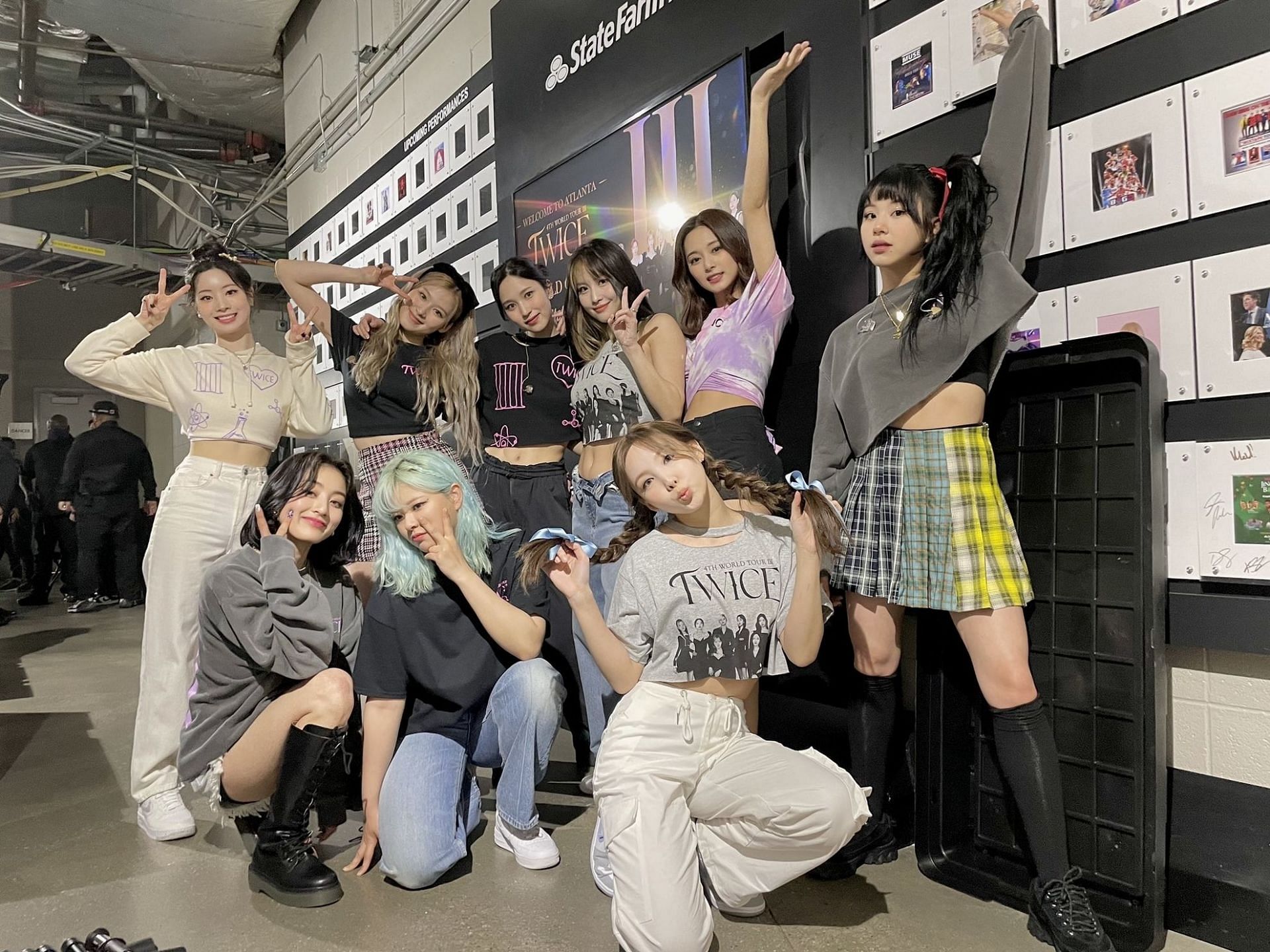 The group at their 4th World Tour in Atlanta (Image via @JYPETWICE)
