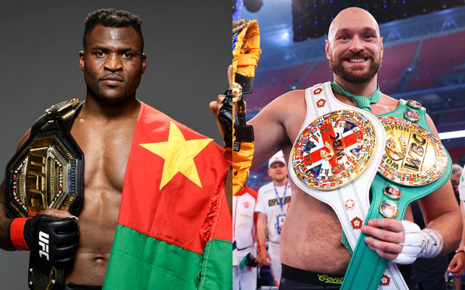 Francis Ngannou (left) and Tyson Fury (right). (Images via Getty)