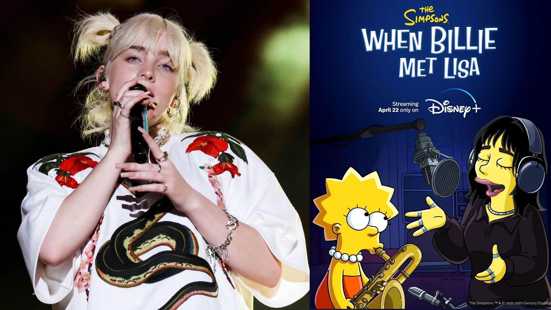 Billie Eilish will appear on the upcoming short of The Simpsons along with brother Finneas (Image via Reuters and Twitter / @billieeilish)