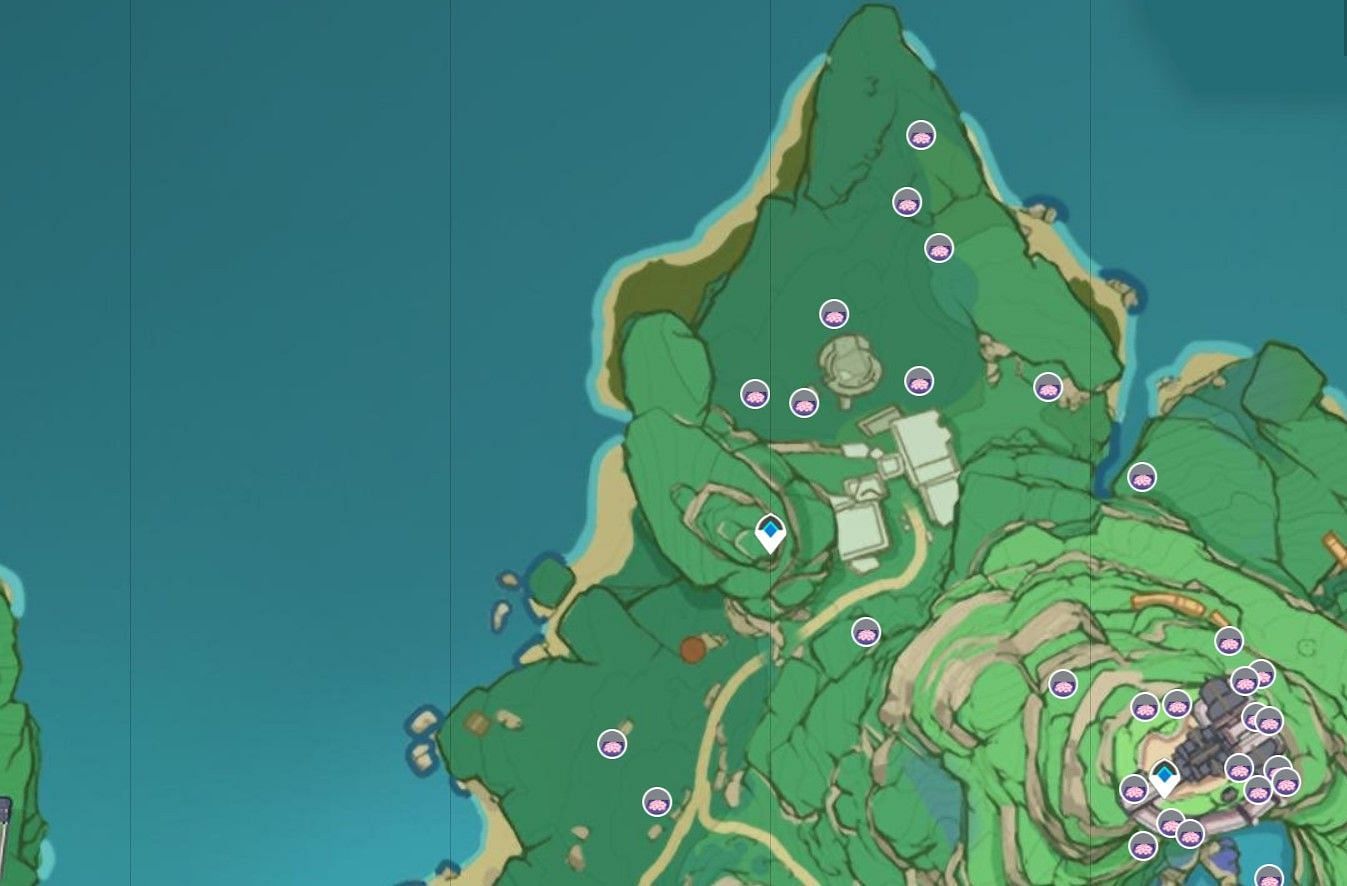 Location of Sakura Bloom in Inazuma (Image via Genshin Impact Interactive Map)