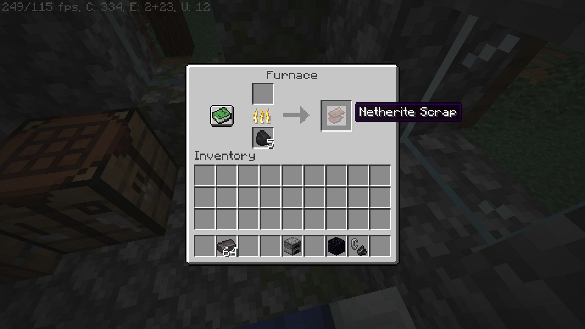 Ancient debris smelted to give scraps (Image via Minecraft)