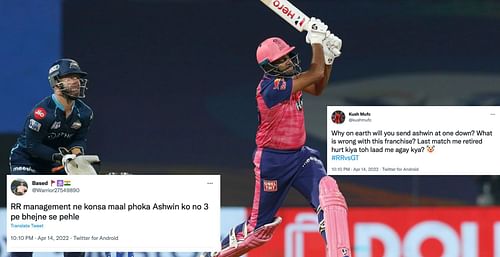 Ravichandran Ashwin came out to bat at No.3 for RR against Gujarat Titans.