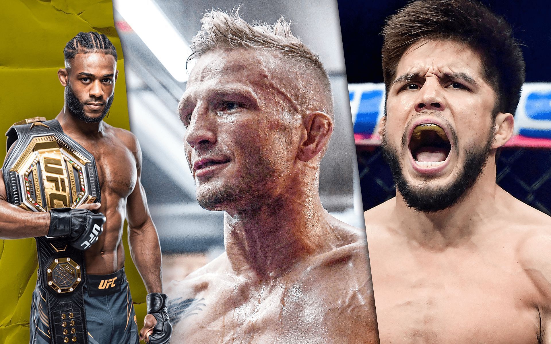 Aljamain Sterling, T.J. Dillashaw, and Henry Cejudo (left to right) [Sterling image courtesy - ufc.com; other images courtesy - Getty]
