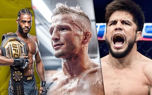 Aljamain Sterling, T.J. Dillashaw, and Henry Cejudo (left to right) [Sterling image courtesy - ufc.com; other images courtesy - Getty]