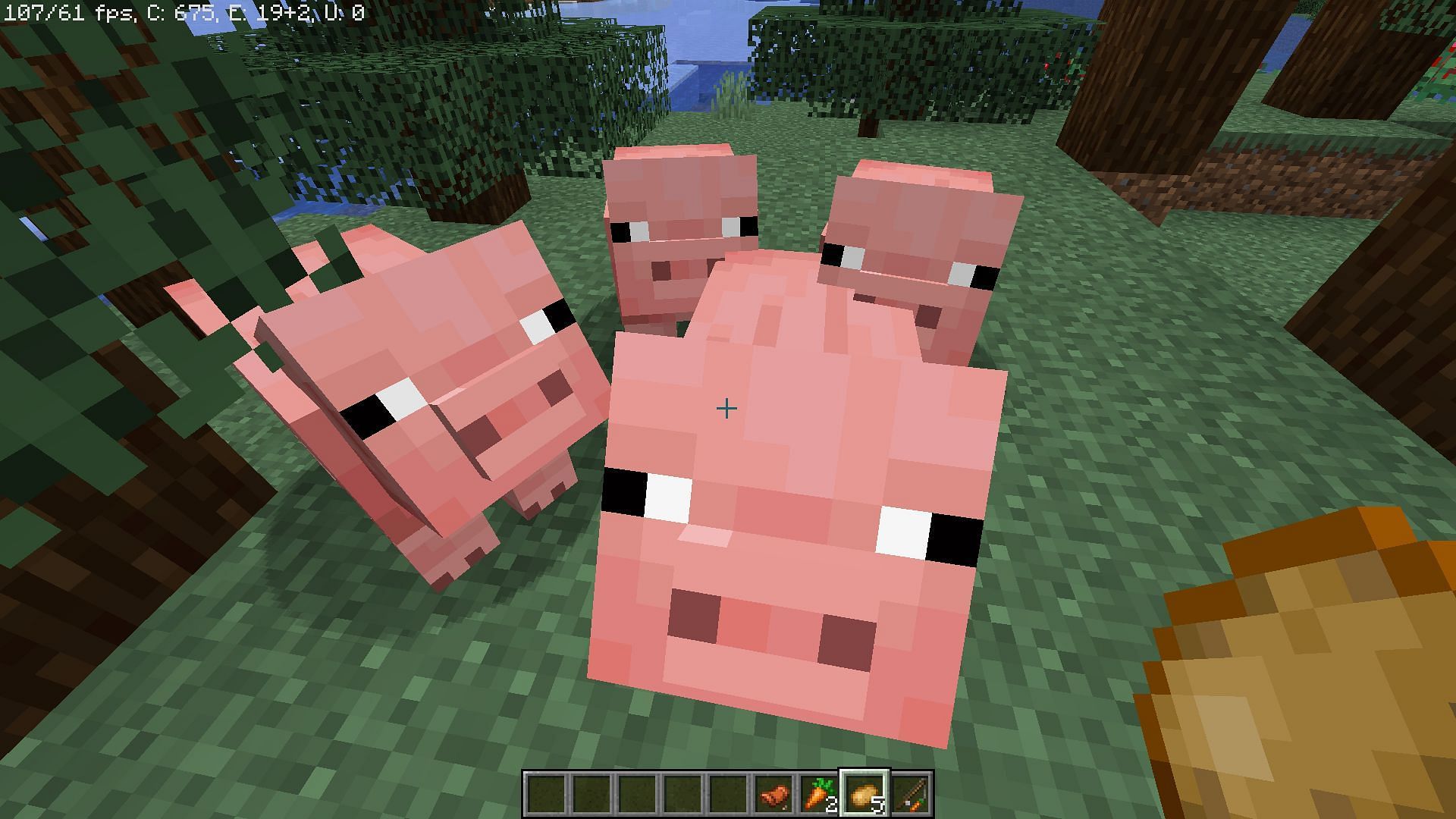 These mobs can be lured with carrots or potatoes (Image via Minecraft)