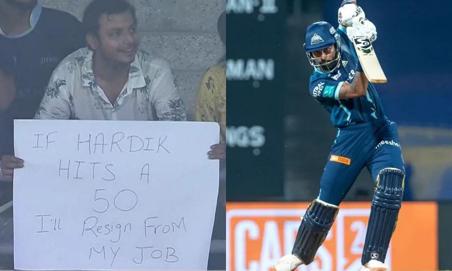 हार्दिक पांड्या ने गुजरात की पारी के आखिरी ओवर की पांचवी गेंद पर अपना अर्द्धशतक पूरा किया