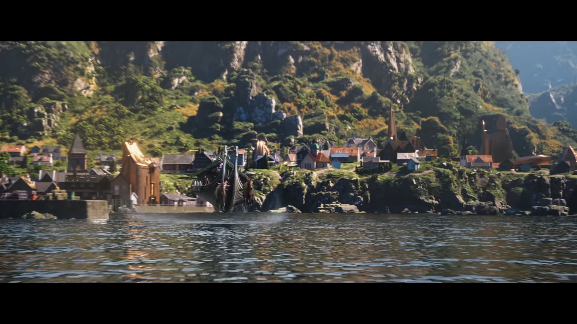Thor&#039;s Goat Boat in the teaser (Image via Marvel Studios)
