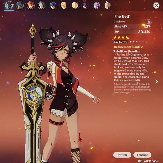 Which characters can use The Bell in Genshin Impact?