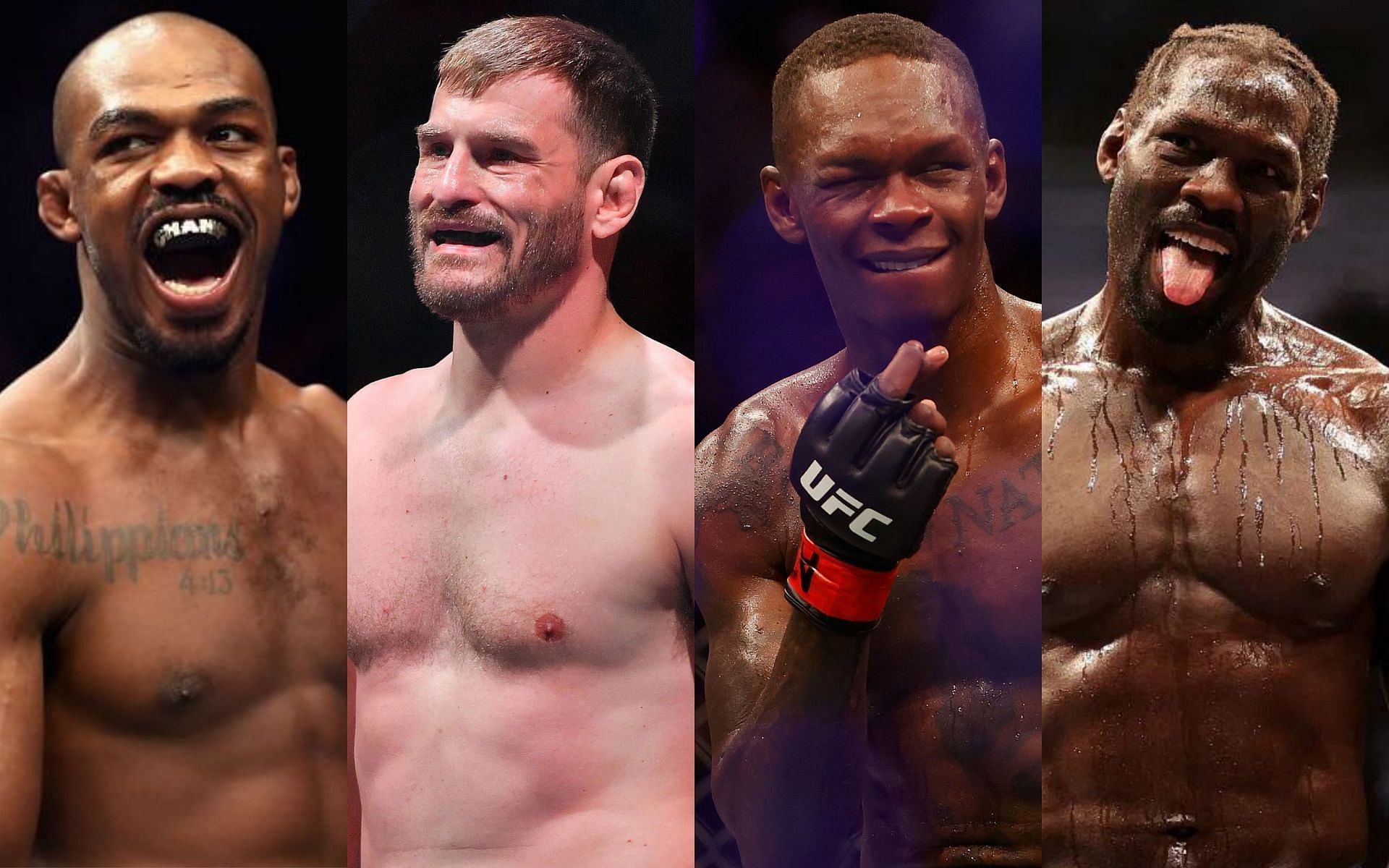 L-R: Jon Jones, Stipe Miocic, Israel Adesanya, and Jared Cannonier