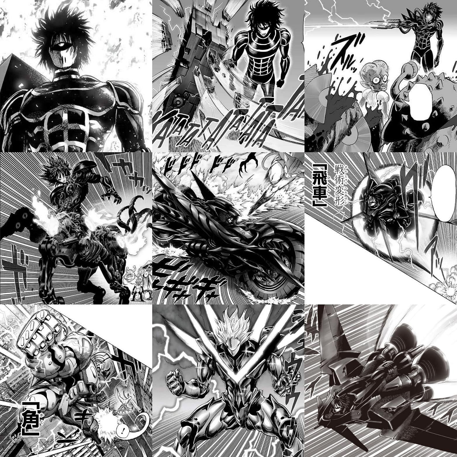 Drive Knight and his transformations in One Punch Man (image via Netflix)