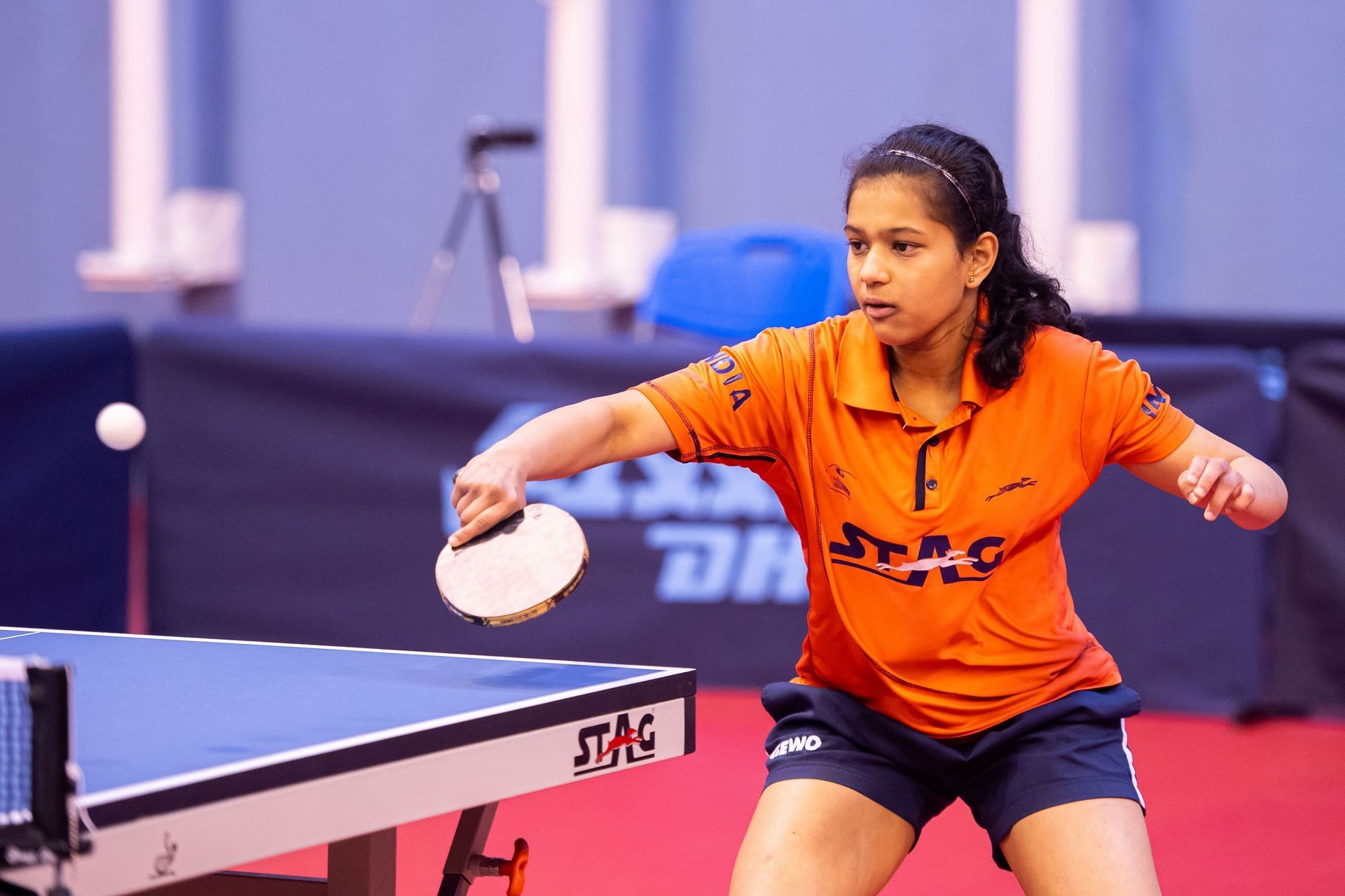 Maharashtra table tennis player Diya Chitale in action. (PC: ITTF World)