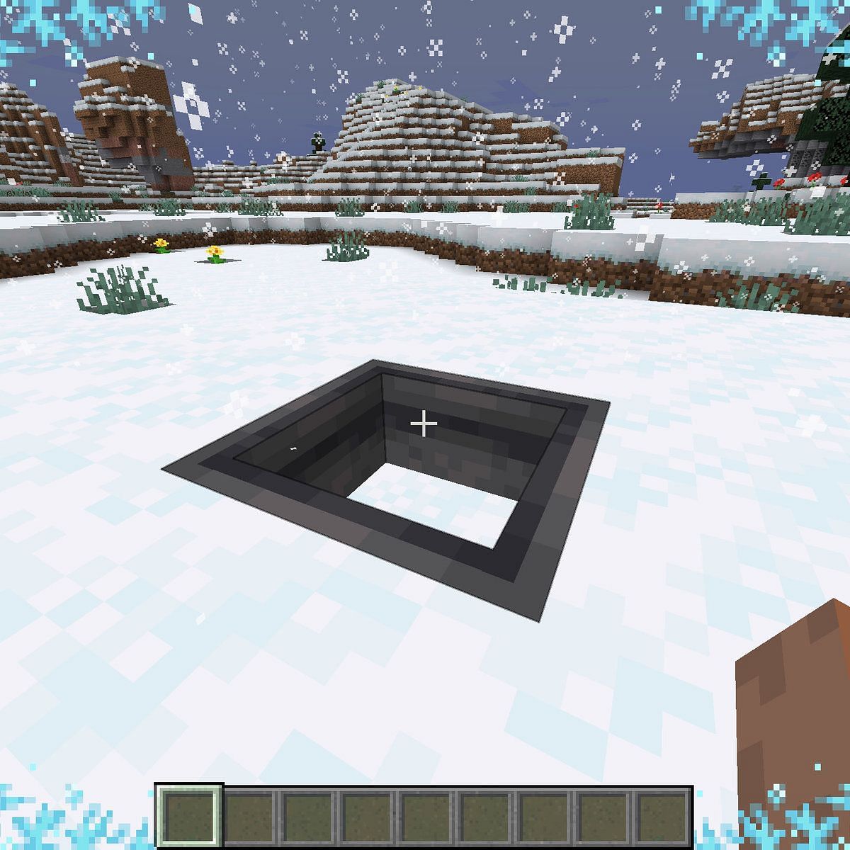 Powdered snow in a cauldron (Image via Minecraft)