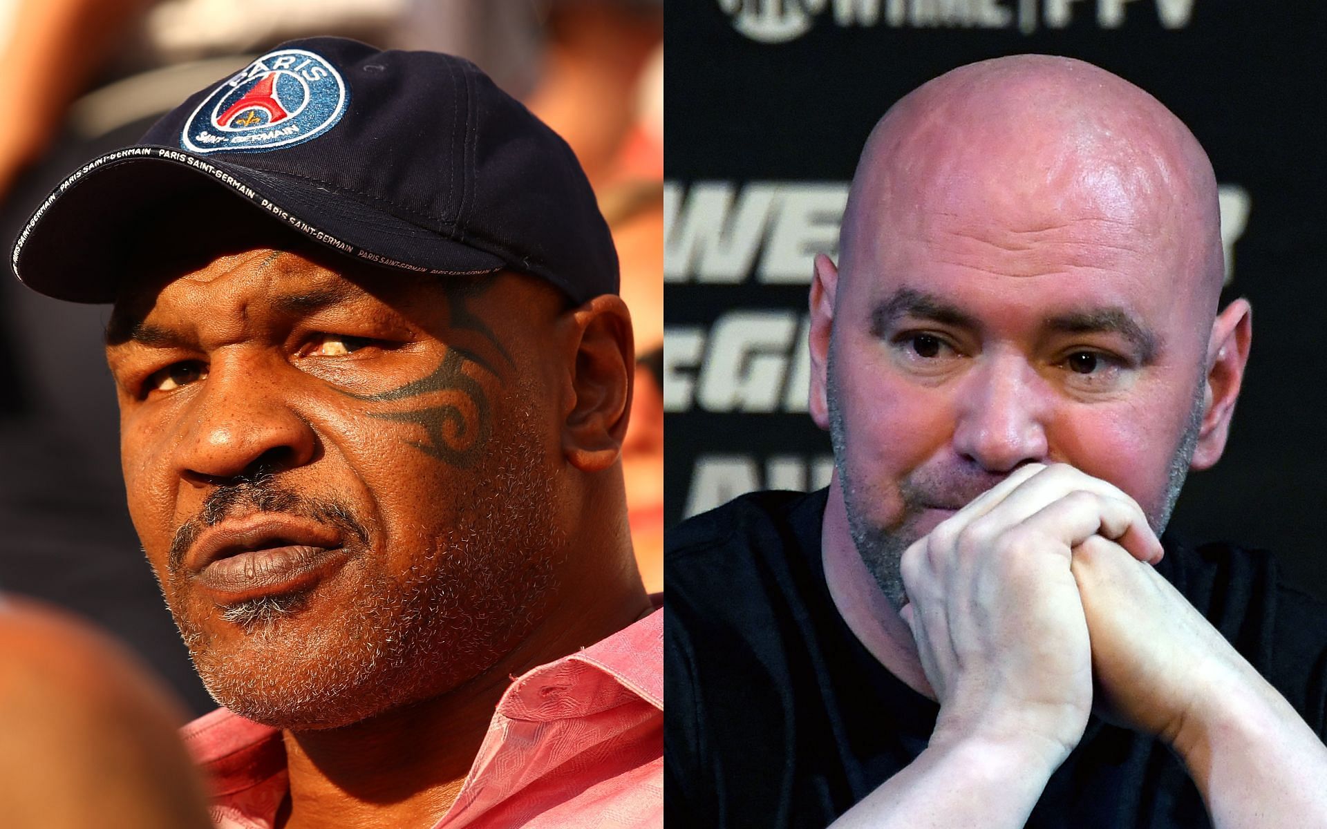 Mike Tyson (left) and Dana White (right) (Images via Getty)