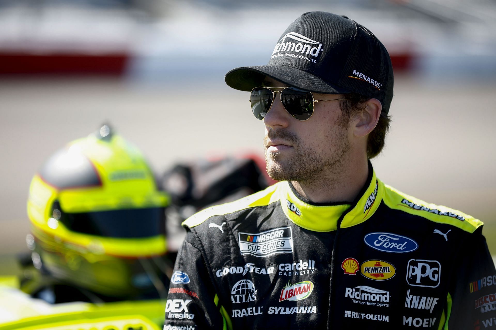 Ryan Blaney waits on the grid during qualifying for the NASCAR Cup Series Toyota Owners 400 at Richmond Raceway (Photo by Jared C. Tilton/Getty Images)