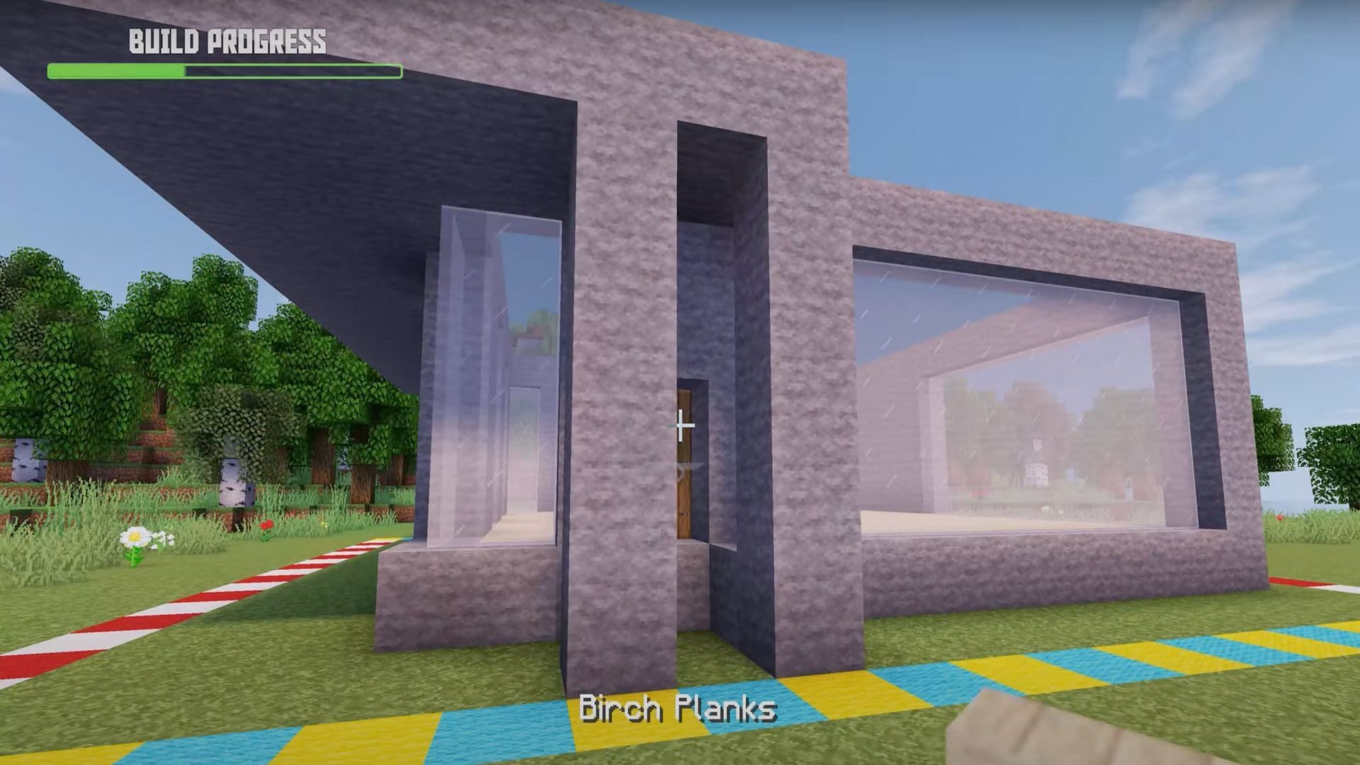 Players can start expanding the second floor and adding accents to the house to make it look more modern (Image via Greg Builds/YouTube)