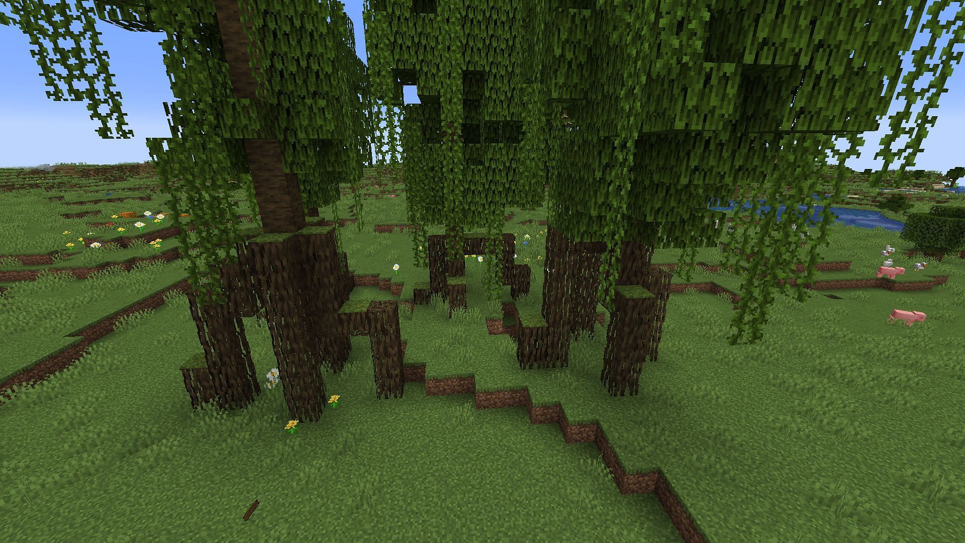 Examples of the new mangrove trees (Image via Minecraft Bedrock Edition)