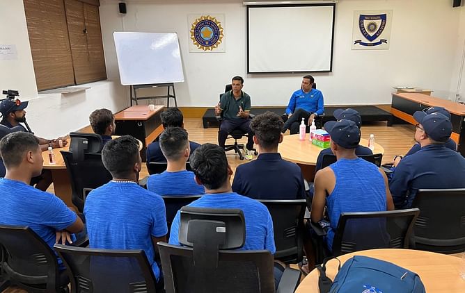 [In pictures] Team India head coach Rahul Dravid interacts with players from the northeast and plate group at NCA