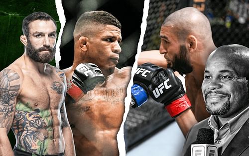 (L-R) Michael Chiesa, Gilbert Burns, Khamzat Chimaev (Images courtesy of Getty) and Daniel Cormier (dc_mma Instagram)