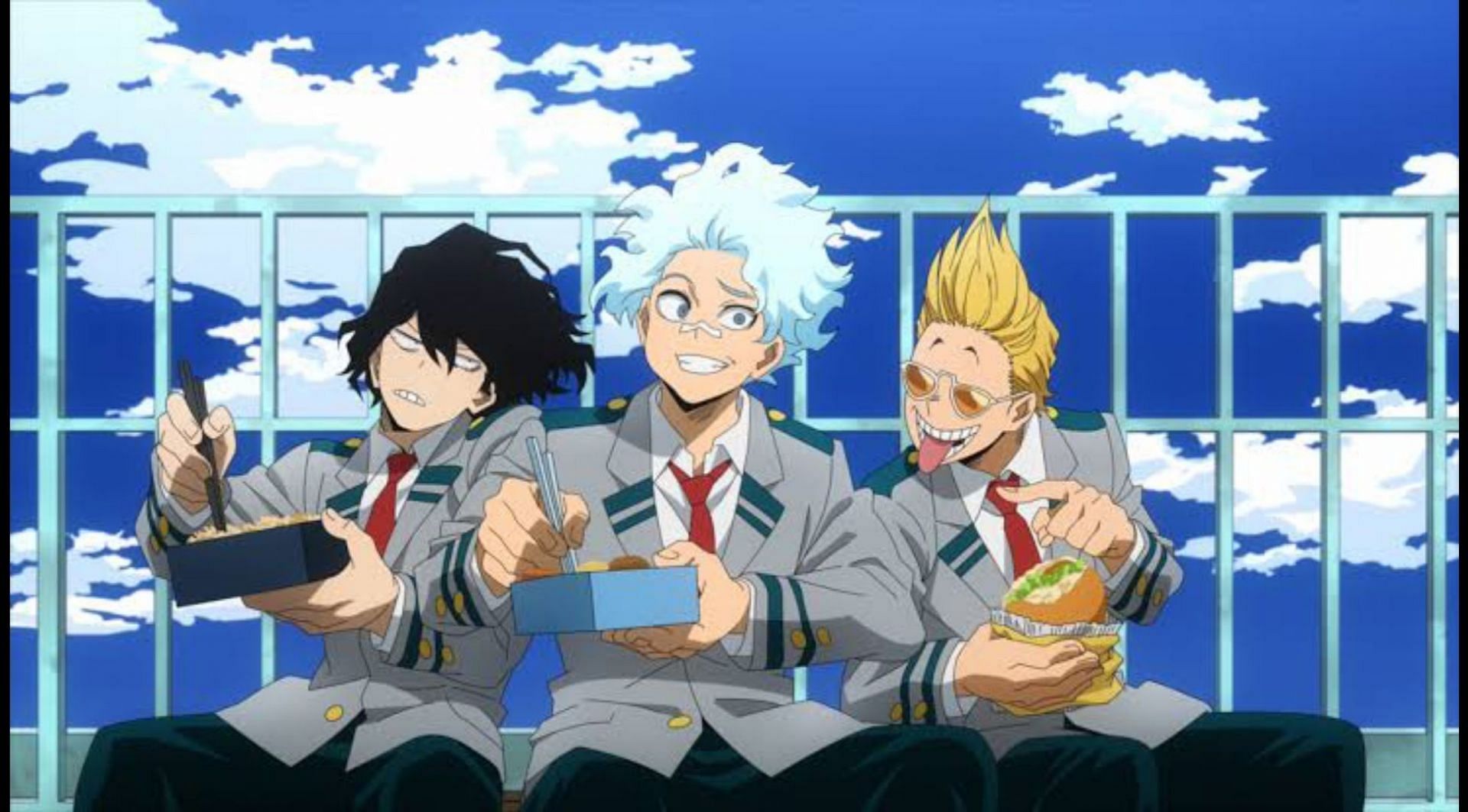 Aizawa, Yamada, and Shirakumo as students as seen in My Hero Academia season 5 (Image via Studio Bones)
