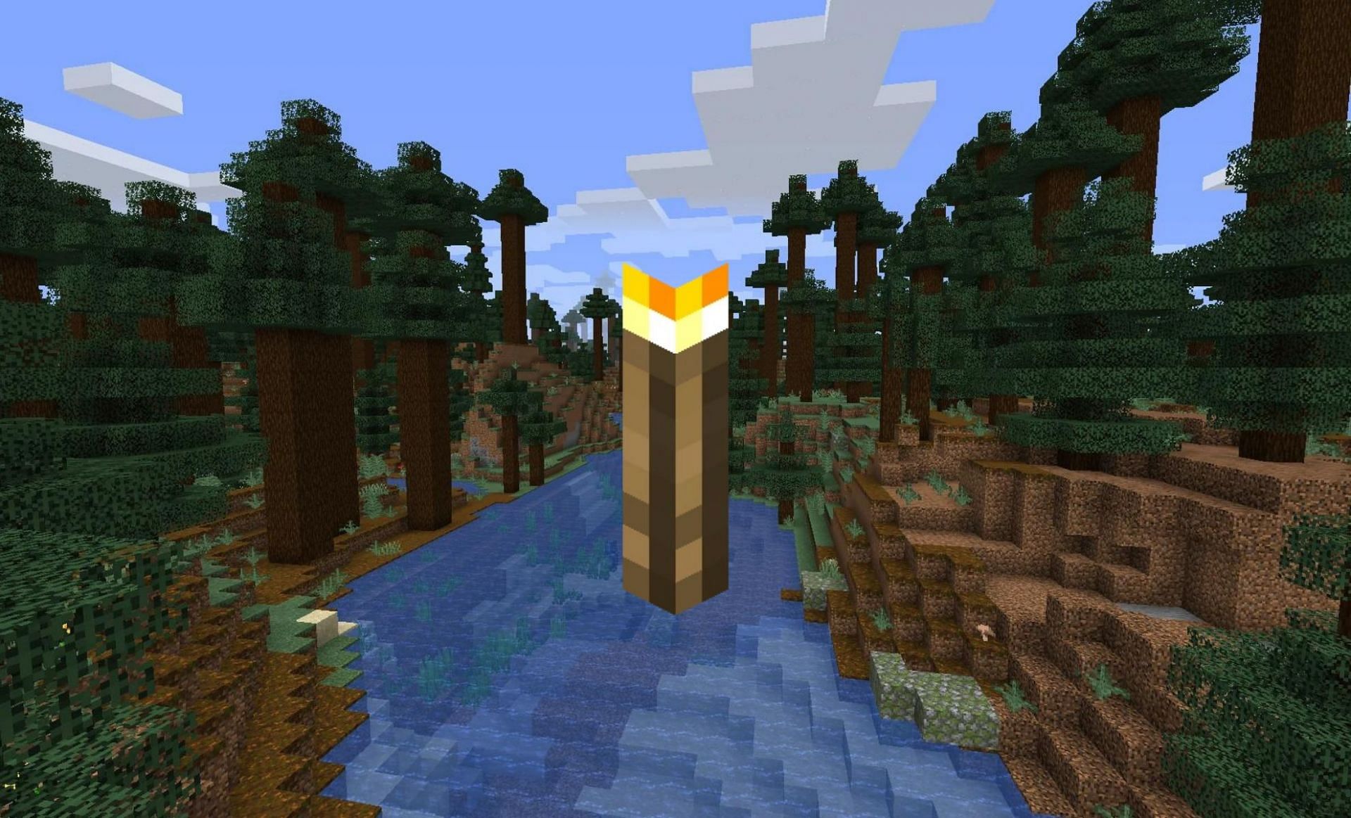A Torch as seen in the game (Images via Minecraft Wiki)