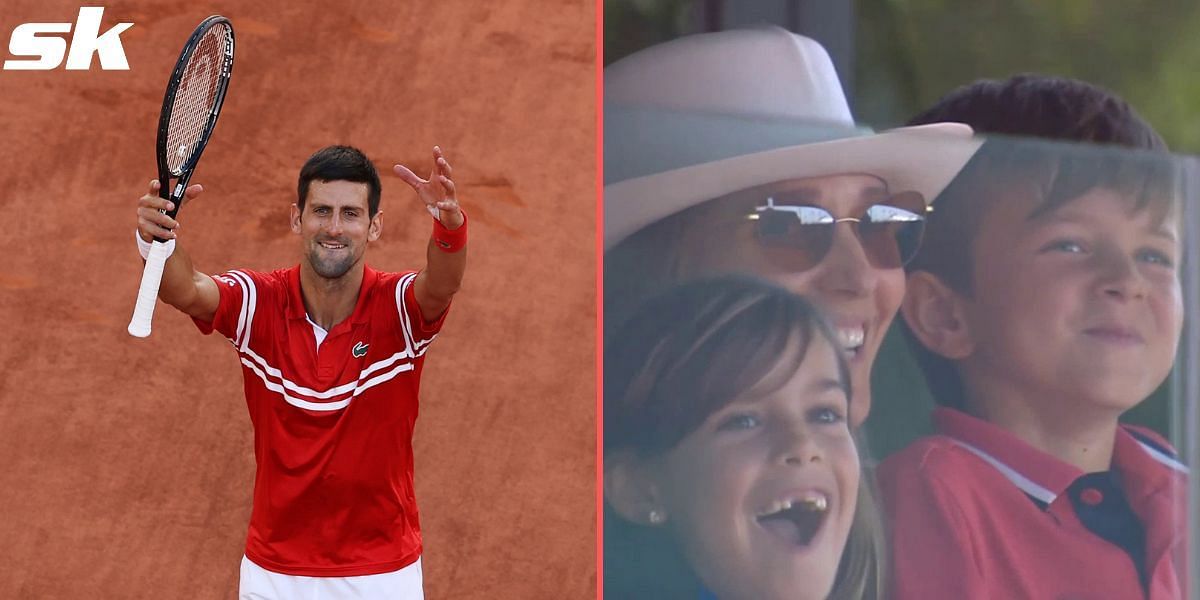 Novak Djokovic&#039;s wife Jelena did the Serb&#039;s signature celebration after he beat Khachanov at the Serbia Open