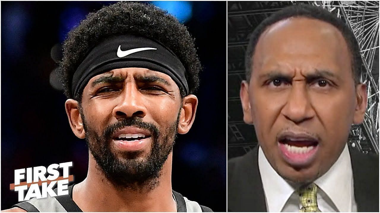 Kyrie Irving, left and Stephen A. Smith