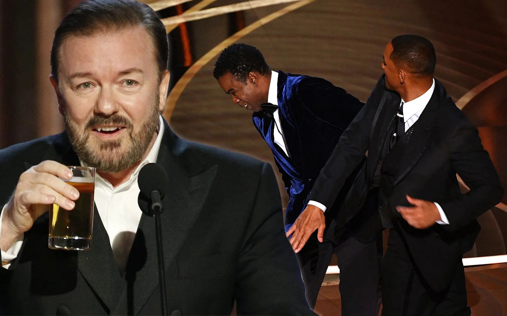 A video clip featuring Chris Rock, Ricky Gervais, and others resurfaced on social media amid Will Smith Oscars 2022 slap controversy (Image via Getty Images)