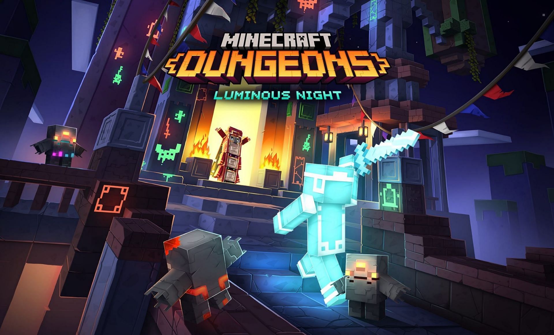 Майнкрафт новая версия 2023. Minecraft Dungeons башня. Майнкрафт Dungeon башня. Майнкрафт Дунгеонс Luminous Night. Minecraft Dungeons фон.