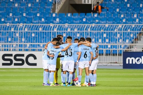 Mumbai City FC players during their AFC Champions League game. (Image Courtesy: Twitter/MumbaiCityFC)