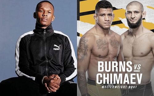 Israel Adesanya (L) and Khamzat Chimaev vs. Gilbert Burns poster (R) [Images via Instagram - @stylebender and @khamzat_chimaev]