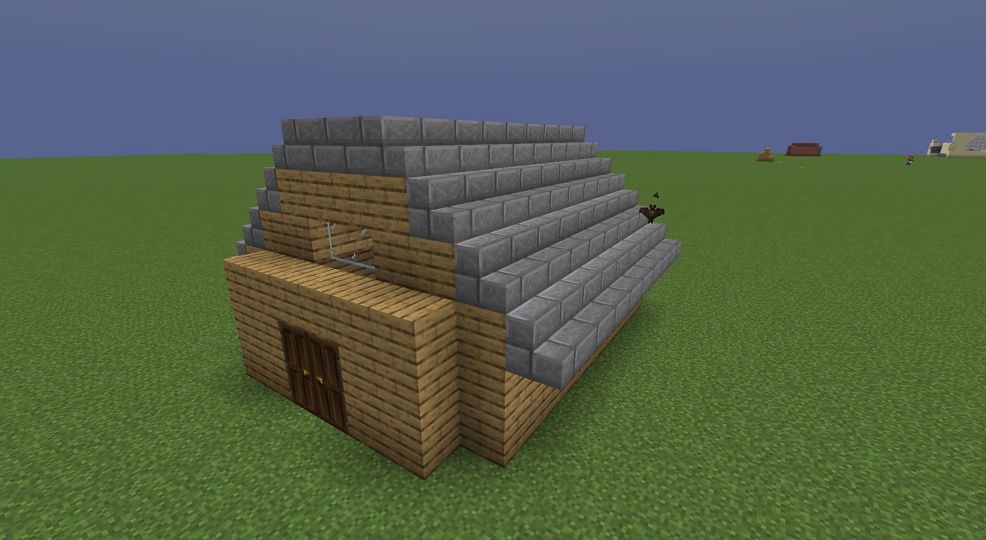 Stairs used for a gradient roof (Image via Minecraft)